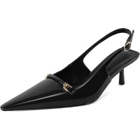 YODEKS Women's Slingback Kitten Heels Pointed Toe Metal Buckle Pumps 2 Inch Shoes US Size 5-13