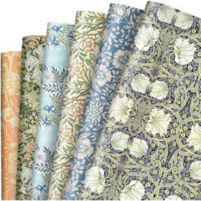 JarThenaAMCS 12 Sheets William Morris Floral Wrapping Paper -Not Roll- Greenery Gift Wrap Paper Decorative Art Paper Folded Flat for DIY Crafts Birthday Party Favors Supplies, 19.7 x 27.6 Inch