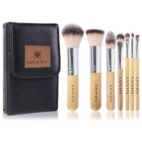 SHANY Bamboo Makeup Brush Set - Vegan Professional Makeup Brushes With Premium Synthetic Hair & Cotton Pouch for Easy Brush Storage - 7pc