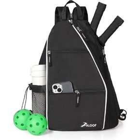 ALOOF Pickleball Bag for Women, Adjustable Tennis, Racketball Sling Bag, Pickleball Backpack With Water Bottle Holder for Women, Green & Pink