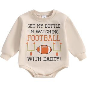 Baby Boy Girl Football Outfit - Crew Neck Sweatshirt Romper Bodysuit Newborn Infant Football Clothes Fall Clothes