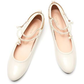Ballet Flats;Mary Jane Flats for Women;Pearl Chains Round Toe Flat Shoes