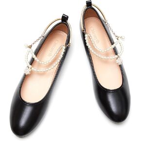 Ballet Flats;Mary Jane Flats for Women;Pearl Chains Round Toe Flat Shoes