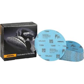 Mirka GalaxySandpaper 6 inch (150mm) - Grit 1200, 50 Discs/Pack - Hook & Loop - Premium Abrasive for Epoxy Resin, Wood, Metal - Non-Clogging, Self-Sharpening Technology - Ideal for Power Sanders