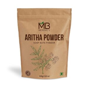 MB Herbals Aritha Powder 8 oz | 227G | 100% Pure & Organically Grown (Wild-crafted) Soap Nut Powder | Natural Hair Shampoo & Conditioner | Sapindus mukorossi