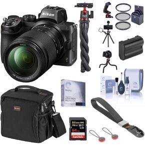 Nikon Z5 Full Frame Mirrorless Camera with 24-200mm VR Zoom Lens, Essential Bundle with 64GB SD Card, Bag, Extra Battery, Wrist Strap, Flexible Tripod and Accessories