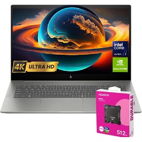 HP Newest Envy Ultra 7 RTX 3050 Portable Laptop, 17.3" UHD Display, Intel Core Ultra 7 155U, NVIDIA GeForce RTX 3050, 64GB DDR5 RAM, 2TB SSD, Backlit KB, Wi-Fi 7, W11H, with 512GB External SSD Bundle