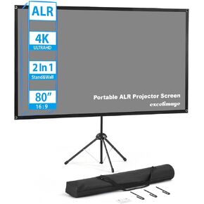 Portable Projector Screen with Stand, ALR Projector Screen 100 Inch 16:9, Outdoor Projector Screen, High Contrast, Work In Ambient Light, Compact Size, Easy Setup, Idea for Home Cinema, Backyard Party