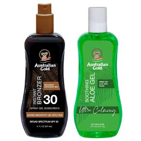 Australian Gold SPF 15 Spray Gel Bronzer & Soothing Aloe Bundled Set, Skin Care Set