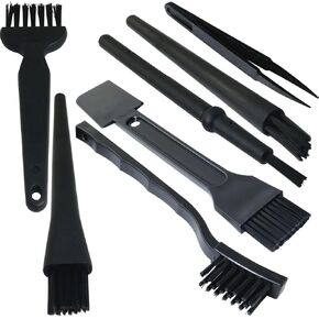 7PCS Computer Keyboard Cleaning Brush Set Multi Functional Portable Brush Plastic Handle Nylon Antistatic Cleaning Brush for Laptop Mobile Phone Car Crevice Black