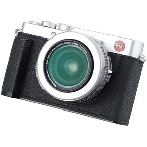 Camera Half Case for Leica D-LUX7,Vintage Metal Genuine Leather Instant Camera Protective Cases Stylish Portable Shockproof (Black)
