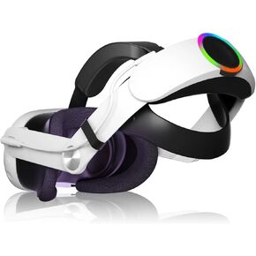 حزام الرأس لـ Meta Quest 3، بطارية RGB Light 10000 مللي أمبير في الساعة لـ Oculus Quest 3، دعم وتوازن معزز لحزام Elite في الواقع الافتراضي