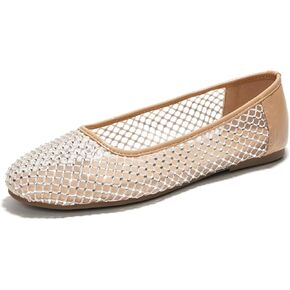 Project Cloud mesh Flats for Women - Memory Foam Ballet Flats Shoes for Women Non Slip Ballerina Womens Flats, Comfortable Shoes - Trendy Summer Shoes, Slip-on Flat Shoes for Women (Ruthie, Nude, 10)