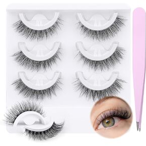 wiwoseo False Eyelashes Natural Wispy Faux Mink Lashes Fluffy Curly Crossing 16MM 3D Effect Eyelashes 10 Pairs Pack