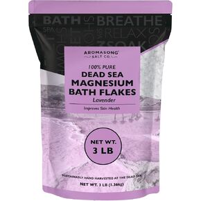 Aromasong Magnesium Flakes from The Dead Sea, 3 LB Resealable Pack (Packaging May Very) - Muscle Relaxing Magnesium Chloride Bath Salts Soak for Headaches, Stress & Leg Discomfort. in Saudi Arabia