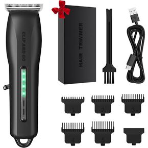 Hair Trimmer for Men Professional, Rechargeable Hair Clippers, Beard Trimmer, Home Haircut Kit, Electric Beard Trimmer, Cordless Barber Grooming Sets, Silence and Smooth and No Stuck Hair, Black