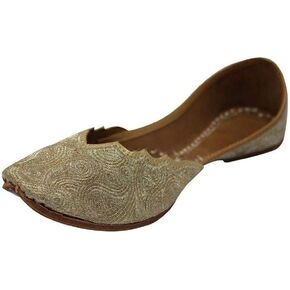 Stop n Style Gold Punjabi Jutti for Women Khussa Online Phulkari Jutti Salwar Kameez Jutti Handmade Shoes