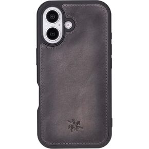Venito for iPhone 15 Case Compatible with Magsafe, Genuine Leather Soft Snap-on Back Cover, Protective, Slim Phone Case 6.1 inches, Lucca - Antique Brown