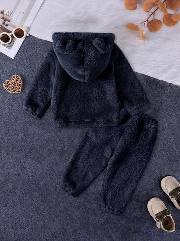 طفل رضيع الصوف Sweatpants 2 قطعة مجموعة لطيف دافئ الدب هوديي غامض الشتاء البلوز مقنعين Sweatsuit مع جيب in Kuwait