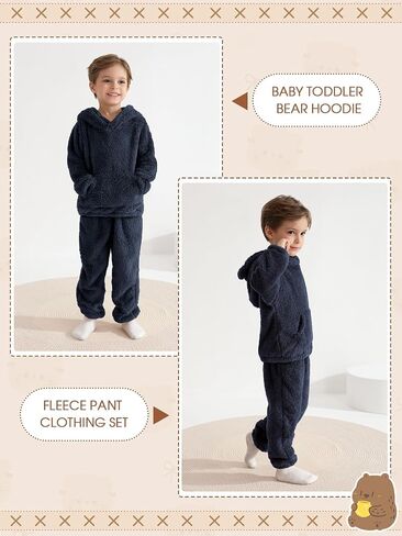 طفل رضيع الصوف Sweatpants 2 قطعة مجموعة لطيف دافئ الدب هوديي غامض الشتاء البلوز مقنعين Sweatsuit مع جيب in Kuwait