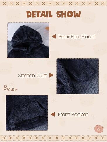طفل رضيع الصوف Sweatpants 2 قطعة مجموعة لطيف دافئ الدب هوديي غامض الشتاء البلوز مقنعين Sweatsuit مع جيب in Kuwait
