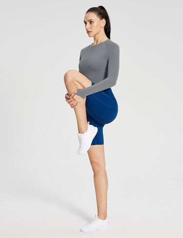 BALEAF Womens Long Sleeve Workout Tops Athletic Crop Top Running Slim Fit Gym Yoga Shirts Black S in Saudi Arabia