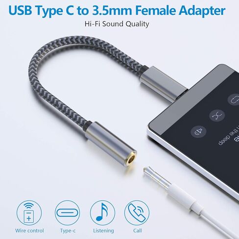 USB C to 3.5mm Audio Adapter Aux to USB C - USB Type C to 3.5mm Female Headphone Jack Adapter Compatible with iPhone 15 Plus/15 Pro Max, Galaxy S24 S23 S22 S21, Pixel, MacBook in Saudi Arabia