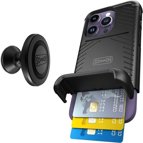 Scooch® for iPhone 16 Case with Card Holder, Wingmate Wallet Case with Hidden Card Slot and RFID Protection for 4 Cards, 10-Foot Drop Protection, Black in Kuwait