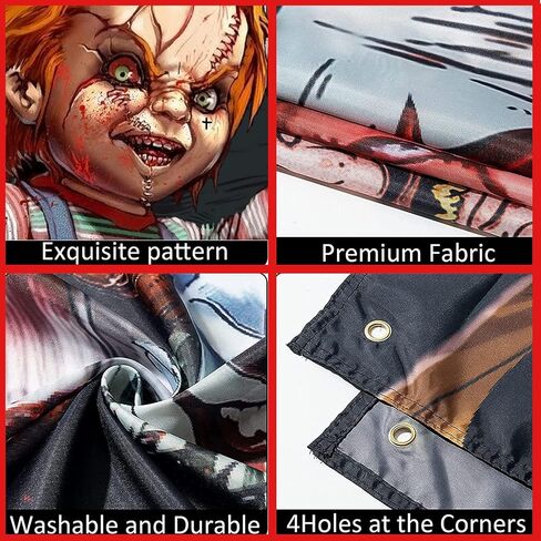 Halloween Horror Party Decorations, Horror Classic Movie Character Photo Backdrop 5.9x3.6Ft Large Horror Birthday Background Supplies for Kids Adults Decorations Photo Booth Props Wall Hanging Decor in Saudi Arabia