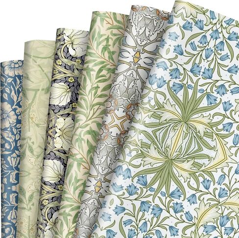 JarThenaAMCS 12 Sheets William Morris Floral Wrapping Paper -Not Roll- Greenery Gift Wrap Paper Decorative Art Paper Folded Flat for DIY Crafts Birthday Party Favors Supplies, 19.7 x 27.6 Inch in Saudi Arabia