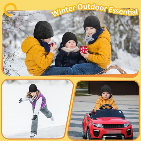 MIG4U Kids Beanie Hat Wool Knitted Warm Fleece Lined, Soft Coral Thick Cuffed Winter Hat Beanie Cap for Cold Weather in Saudi Arabia