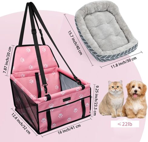 PetsHome Dog Car Seat Foldable Dog Car Booster Seat with Removable Thick Mat Waterproof Breathable Oxford Travel Bag for Small to Medium Dogs, Puppies, and Pets-Pattern Black in Saudi Arabia