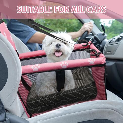 PetsHome Dog Car Seat Foldable Dog Car Booster Seat with Removable Thick Mat Waterproof Breathable Oxford Travel Bag for Small to Medium Dogs, Puppies, and Pets-Pattern Black in Saudi Arabia