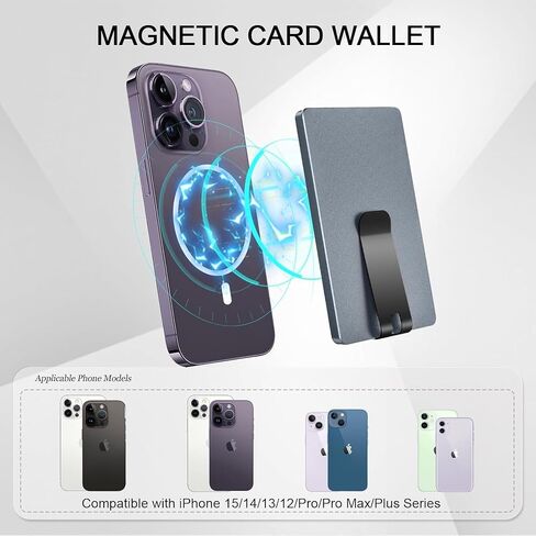 Magnetic Card Holder Wallet for Magsafe Wallet, Minimalist Slim Card Wallet for Phone,Pop Up Magnetic Wallet with Money Clip, Compatible with iPhone 15/14/13/12/Pro/Pro Max/Mini Series in Saudi Arabia