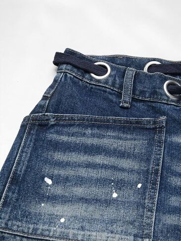 Flamingals Wide Leg Mid Waist Causal Baggy Barrel Jeans for Women Drawstring Eyelet Waist Denim Pants in Saudi Arabia