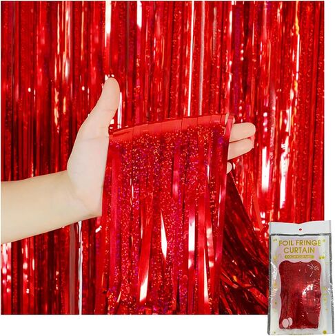 5PCS Tinsel Foil Fringe Curtain - 3.28ft X 6.56ft Fringe Streamer Party Decorations - Backdrop Curtains for Parties,Photo Booth Wedding Graduation Birthday Supplie, Christmas Halloween (red, 5pcs) in Saudi Arabia