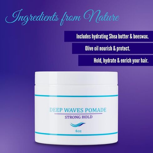 OCEAN VIEW DEEP WAVES POMADE, Gold Edition 360 Wave Grease for Men Moisturizes, Controls and Styles Black Hair – Water Based Wave Builder Pomade for Men Tames Your Crown During Wolfing (30 grams) in Saudi Arabia