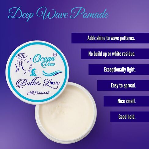 OCEAN VIEW DEEP WAVES POMADE, Gold Edition 360 Wave Grease for Men Moisturizes, Controls and Styles Black Hair – Water Based Wave Builder Pomade for Men Tames Your Crown During Wolfing (30 grams) in Saudi Arabia