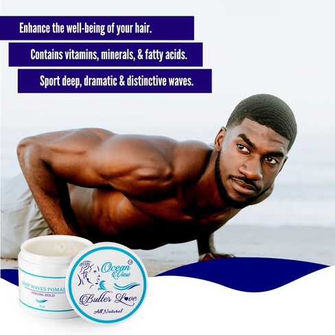 OCEAN VIEW DEEP WAVES POMADE, Gold Edition 360 Wave Grease for Men Moisturizes, Controls and Styles Black Hair – Water Based Wave Builder Pomade for Men Tames Your Crown During Wolfing (30 grams) in Saudi Arabia