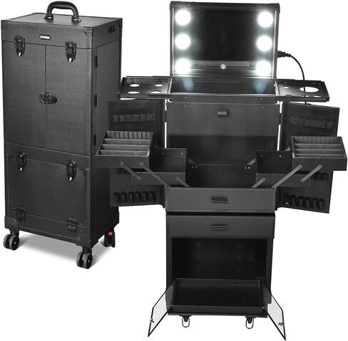BYOOTIQUE Clipper Trimmer Portable Mobile Barber Station Tool Box Rolling Makeup Hair Salon Stylist Train Case Key in Saudi Arabia