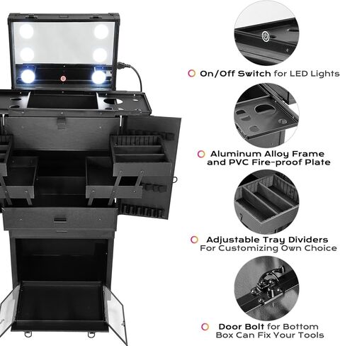 BYOOTIQUE Clipper Trimmer Portable Mobile Barber Station Tool Box Rolling Makeup Hair Salon Stylist Train Case Key in Saudi Arabia