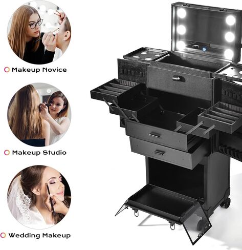 BYOOTIQUE Clipper Trimmer Portable Mobile Barber Station Tool Box Rolling Makeup Hair Salon Stylist Train Case Key in Saudi Arabia