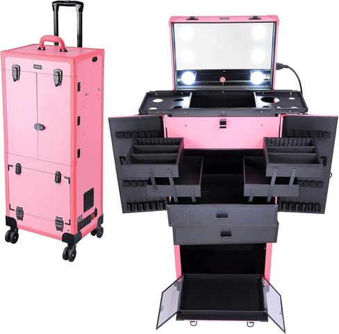 BYOOTIQUE Clipper Trimmer Portable Mobile Barber Station Tool Box Rolling Makeup Hair Salon Stylist Train Case Key in Kuwait