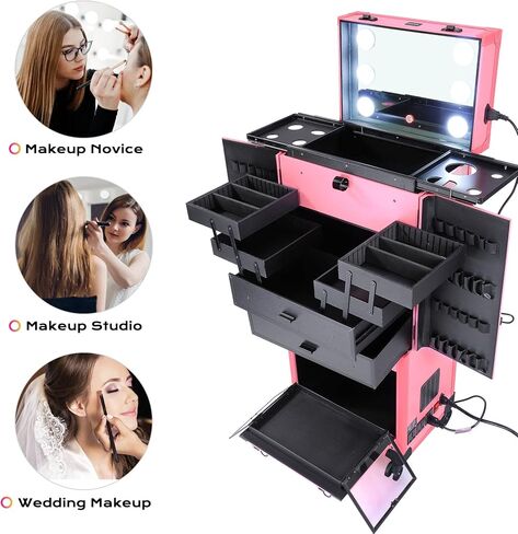 BYOOTIQUE Clipper Trimmer Portable Mobile Barber Station Tool Box Rolling Makeup Hair Salon Stylist Train Case Key in Kuwait