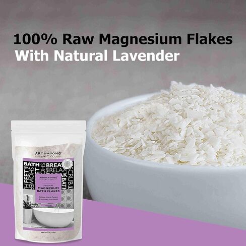 Aromasong Magnesium Flakes from The Dead Sea, 3 LB Resealable Pack (Packaging May Very) - Muscle Relaxing Magnesium Chloride Bath Salts Soak for Headaches, Stress & Leg Discomfort. in Saudi Arabia