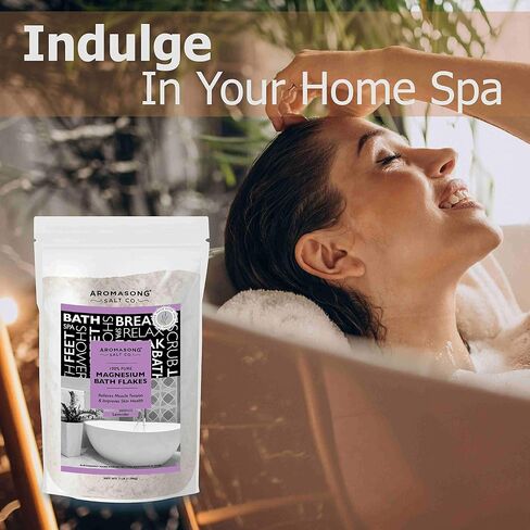 Aromasong Magnesium Flakes from The Dead Sea, 3 LB Resealable Pack (Packaging May Very) - Muscle Relaxing Magnesium Chloride Bath Salts Soak for Headaches, Stress & Leg Discomfort. in Saudi Arabia