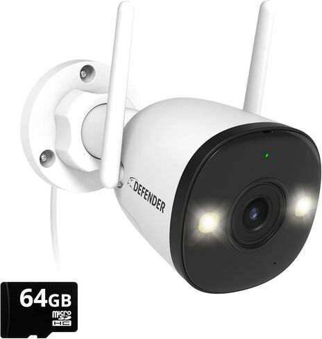 Defender AI Powered Guard Pro 4K 8MP WiFi 6/Bluetooth, Plug & Play Outdoor Home Security Camera, Smart AI Human/Vehicle Detection, Color Night Vision, Includes 32gb and 3 Year Warranty in Saudi Arabia