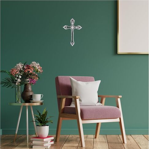 Castleore سهلة التعليق على الحائط لديكور المنزل الصلبان المسيحية الدينية للجدار | الأفضل للمنزل والمكتب وكهدية | الأزرق العتيقة | المقاس الطول 9.6 العرض 6.5 | in Kuwait