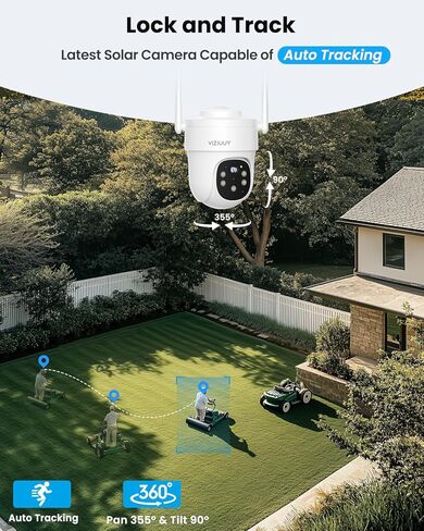 Security Cameras Outdoor Wireless, AOV Security Camera with 24/7 Recording, Solar-Powered, 2K Cameras for Home Security with 360° Pan & Tilt, Auto Tracking, 512G Local Storage(Not Include) in Kuwait