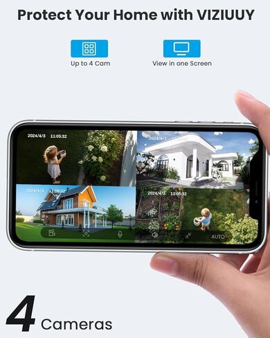 Security Cameras Outdoor Wireless, AOV Security Camera with 24/7 Recording, Solar-Powered, 2K Cameras for Home Security with 360° Pan & Tilt, Auto Tracking, 512G Local Storage(Not Include) in Kuwait